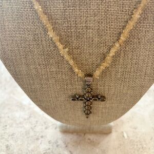 Beaded Necklace with Cross Pendant